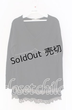 画像: PINK HOUSE / 裾レースカットソー  クロ O-25-10-29-057-LO-TO-IG-OS