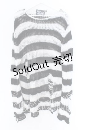 画像: KILL STAR / Pugsley Knit Sweater XL ブラック×ホワイト O-25-10-29-060-SL-TO-IG-OS