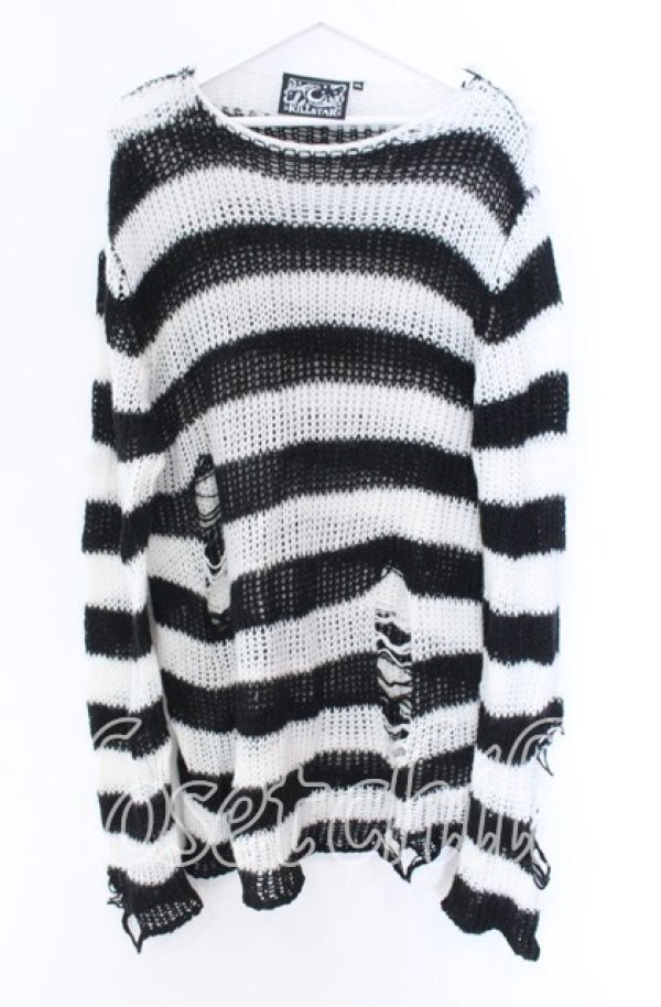 画像1: KILL STAR / Pugsley Knit Sweater XL ブラック×ホワイト O-25-10-29-060-SL-TO-IG-OS (1)
