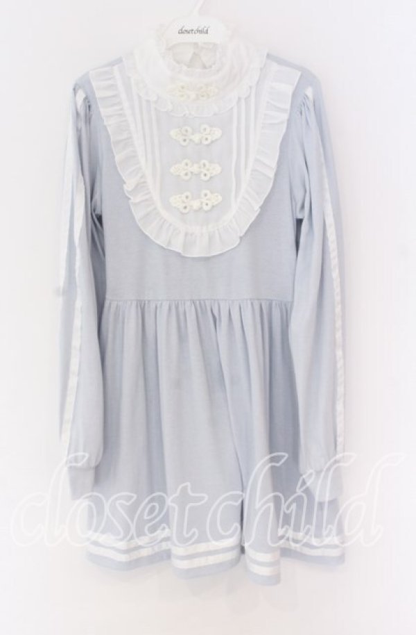 画像1: Jamieエーエヌケー / チャイナジャージワンピース M サックス O-25-10-29-062-LO-OP-OW-OS (1)