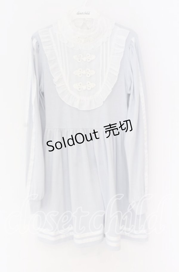 画像1: 【SALE】Jamieエーエヌケー / チャイナジャージワンピース M サックス O-25-10-29-062-LO-OP-OW-ZT372 (1)