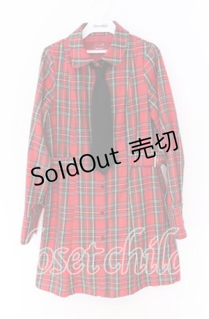 画像: Jamie エーエヌケー / ネクタイチェックワンピース M アカ O-25-10-29-063-LO-OP-OW-OS