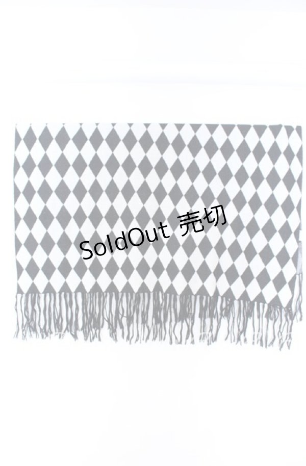 画像1: BPN FOR MEN / ダイヤ柄ニットストール M ブラック×ホワイト O-25-10-29-002-GO-ZA-IG-OS (1)