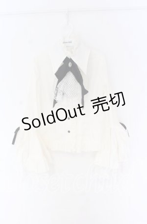 画像: MARBLE / デコラティブタイ付き姫袖ブラウス  ホワイト×ブラック O-25-10-29-067-GO-BL-OW-OS