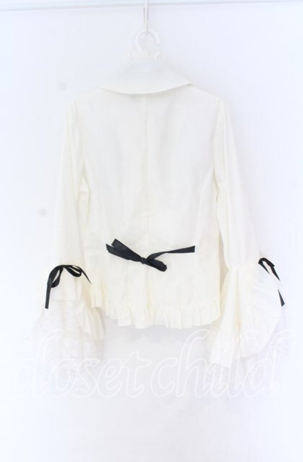 画像5: MARBLE / デコラティブタイ付き姫袖ブラウス  ホワイト×ブラック O-25-10-29-067-GO-BL-OW-OS (5)