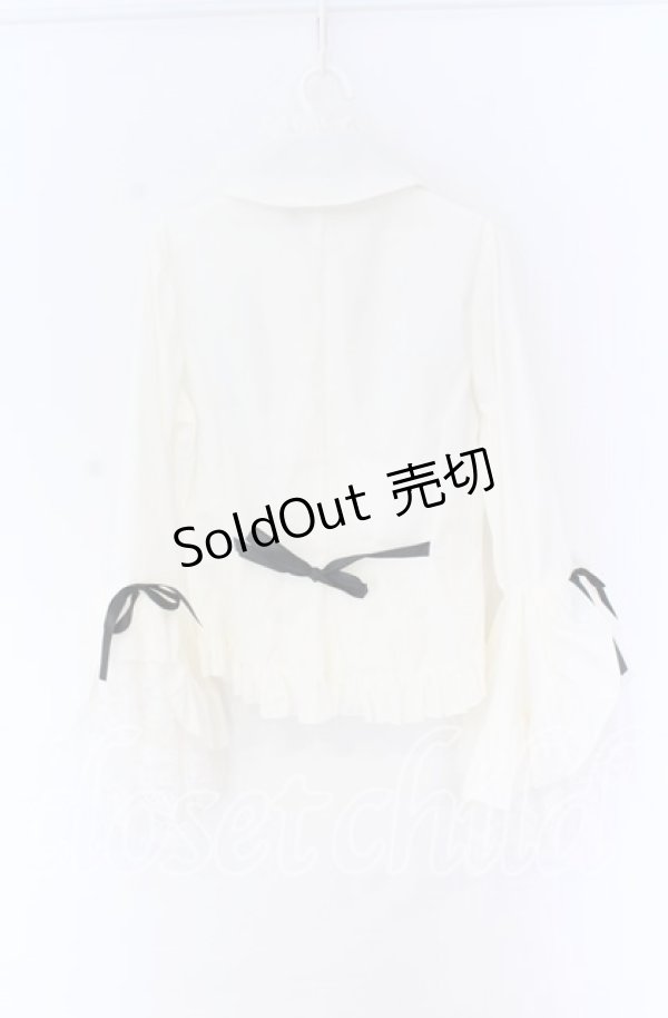 画像5: MARBLE / デコラティブタイ付き姫袖ブラウス  ホワイト×ブラック O-25-10-29-067-GO-BL-OW-OS (5)