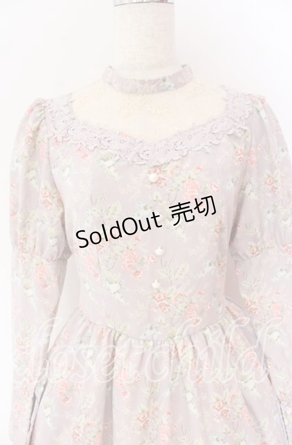 画像2: 【SALE】Kurumi Collaboration / KRハナジゴスリーブワンピース M ラベンダー O-25-10-29-068-LO-OP-IG-ZT249 (2)