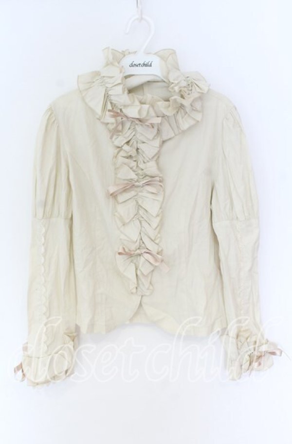 画像1: metamorphose / 共フリルブラウス（マトンスリーブ）  ベージュ O-25-10-29-071-ME-BL-IG-OS (1)