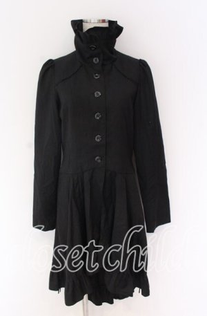 画像: BPN / ハイネックフリルロングジャケット M ブラック O-25-10-29-072-GO-CO-IG-OS