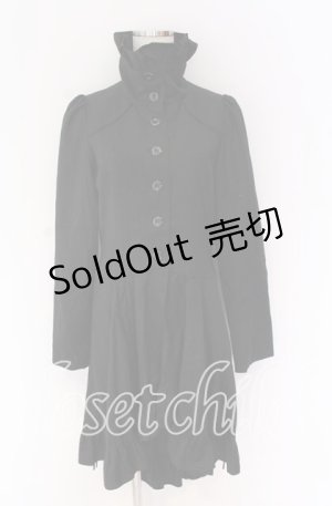 画像: BPN / ハイネックフリルロングジャケット M ブラック O-25-10-29-072-GO-CO-IG-OS