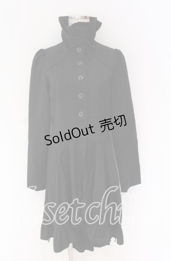 画像1: BPN / ハイネックフリルロングジャケット M ブラック O-25-10-29-072-GO-CO-IG-OS (1)