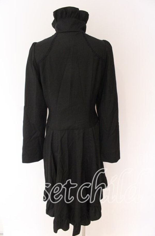 画像2: BPN / ハイネックフリルロングジャケット M ブラック O-25-10-29-072-GO-CO-IG-OS (2)