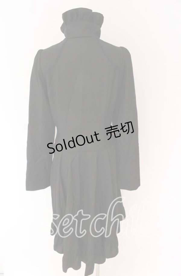 画像2: BPN / ハイネックフリルロングジャケット M ブラック O-25-10-29-072-GO-CO-IG-OS (2)