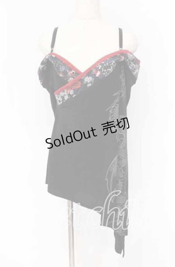 画像1: Qutie Frash / オフショルカットソー  レッド×ブラック O-25-10-29-009-QU-TO-IG-OS (1)