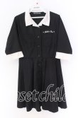 画像1: HELL CAT PUNKS / バイカラーシャツワンピース  ブラック×ホワイト O-25-10-29-075-PU-OP-IG-OS (1)