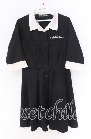 画像: HELL CAT PUNKS / バイカラーシャツワンピース  ブラック×ホワイト O-25-10-29-075-PU-OP-IG-OS