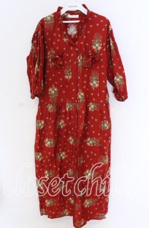 画像: PINK HOUSE / ローズブーケ柄ワンピース  アカ O-25-10-29-084-LO-OP-IG-OS