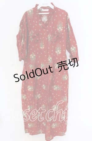 画像: PINK HOUSE / ローズブーケ柄ワンピース  アカ O-25-10-29-084-LO-OP-IG-OS