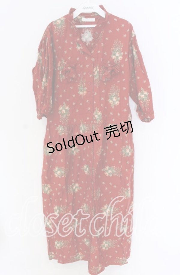 画像1: PINK HOUSE / ローズブーケ柄ワンピース  アカ O-25-10-29-084-LO-OP-IG-OS (1)