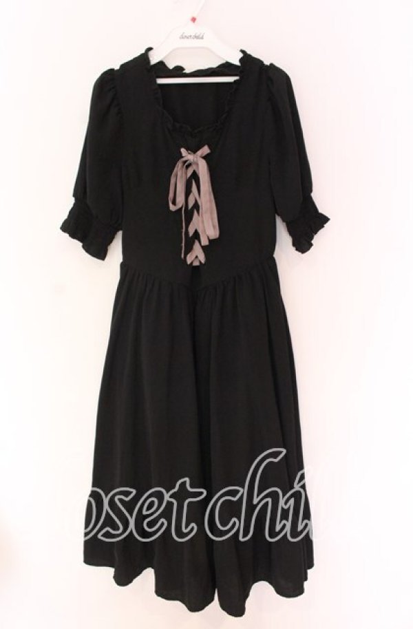 画像1: m petit by misako / AMレースアップワンピース M クロ O-25-10-29-090-LO-OP-IG-OS (1)