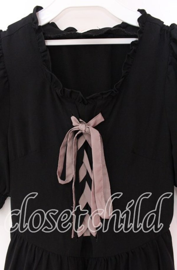 画像2: m petit by misako / AMレースアップワンピース M クロ O-25-10-29-090-LO-OP-IG-OS (2)