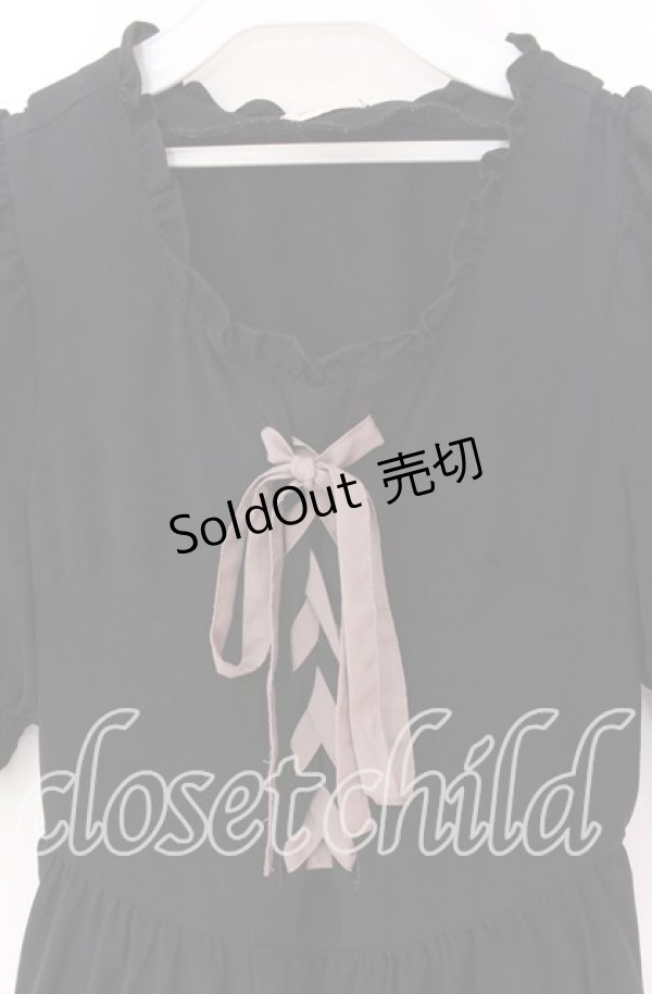 画像2: m petit by misako / AMレースアップワンピース M クロ O-25-10-29-090-LO-OP-IG-OS (2)