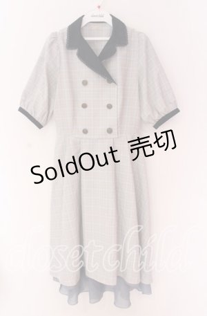 画像: axes femme POETIQUE / ダブル釦フィッシュテールワンピース  グレー×ネイビー O-25-10-29-092-AX-OP-IG-OS