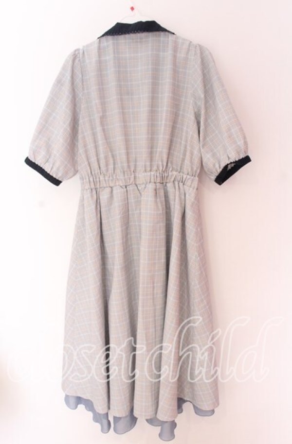 画像3: axes femme POETIQUE / ダブル釦フィッシュテールワンピース  グレー×ネイビー O-25-10-29-092-AX-OP-IG-OS (3)