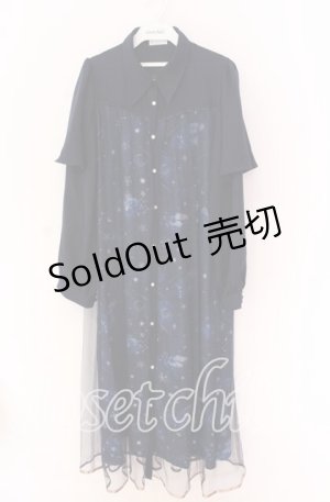 画像: axes femme / ステラートプリントシャツワンピース F ネイビー O-25-10-29-095-AX-OP-OW-OS