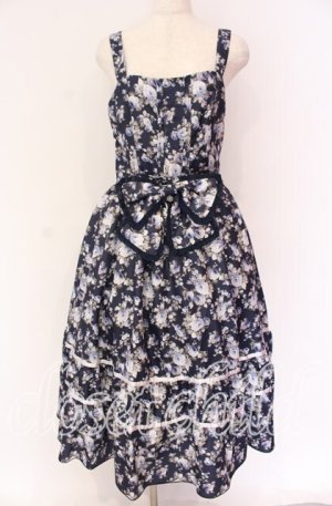 画像: axes femme / ビッグリボン×ローズジャンパースカート【mobility限定商品】 F ネイビー O-25-10-29-096-AX-OP-OW-OS