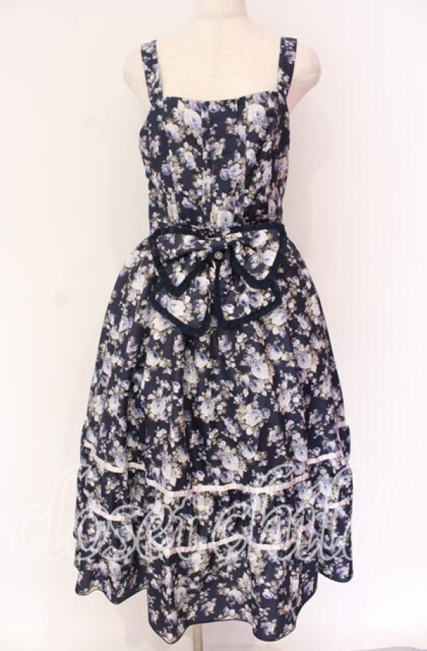 画像1: axes femme / ビッグリボン×ローズジャンパースカート【mobility限定商品】 F ネイビー O-25-10-29-096-AX-OP-OW-OS (1)