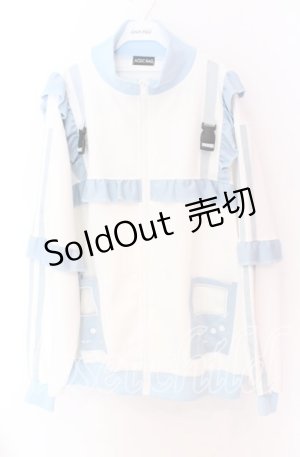 画像: ACDC RAG / GAME OVERフリルジャケット  ホワイト×サックス O-25-10-29-098-PU-JA-IG-OS