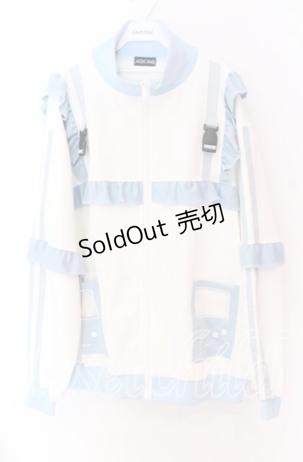 画像1: ACDC RAG / GAME OVERフリルジャケット  ホワイト×サックス O-25-10-29-098-PU-JA-IG-OS (1)