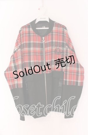画像: NieR Clothing / ANGEL WING RED CHECKERED ZIP OUTER アウター  レッド×ブラック O-25-10-29-099-PU-JA-IG-OS