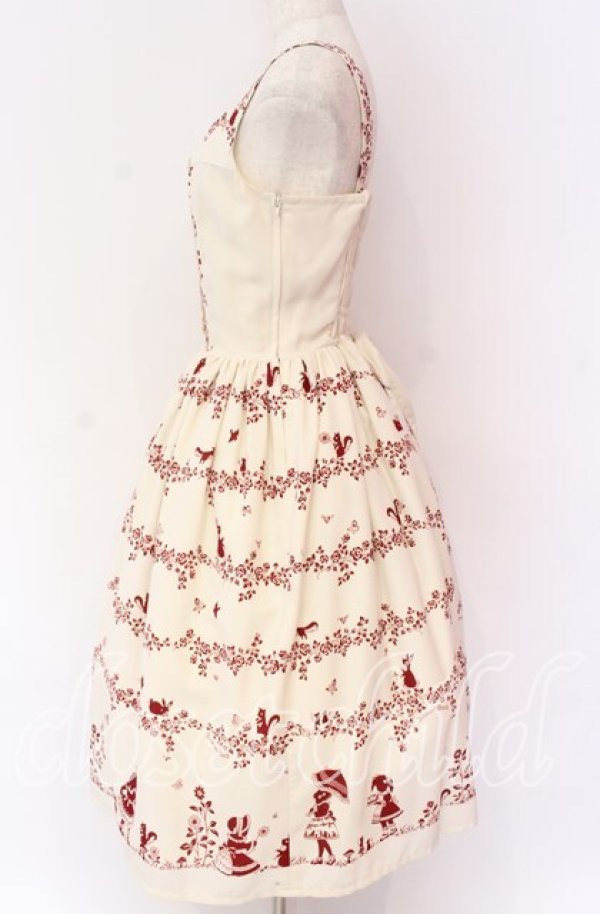 画像2: Innocent World / おさんぽ柄ジャンパースカート M キナリ O-25-10-29-102-IW-OP-OW-OS (2)