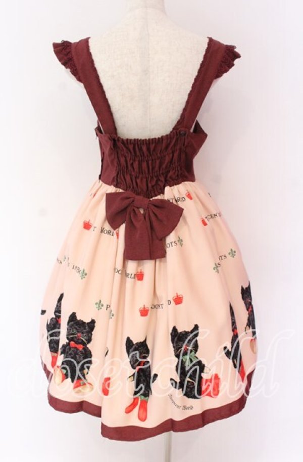 画像3: Innocent World / 長靴をはいた猫ハイウエストジャンパースカート M ワイン O-25-10-29-103-IW-OP-OW-OS (3)