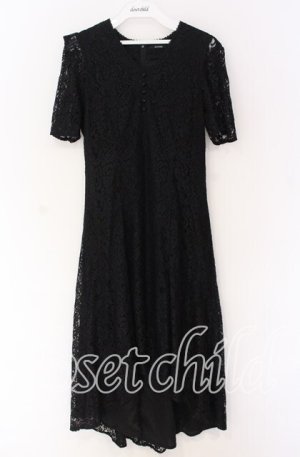 画像: EATME / Vネックレースワンピース  クロ O-25-10-29-013-LO-OP-IG-OS