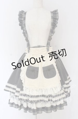画像: Hoshibako Works / ベアーズベーカリー エプロン&サスペンダー付きスカート(ショート丈）  グレー O-25-10-29-118-LO-SK-OW-OS