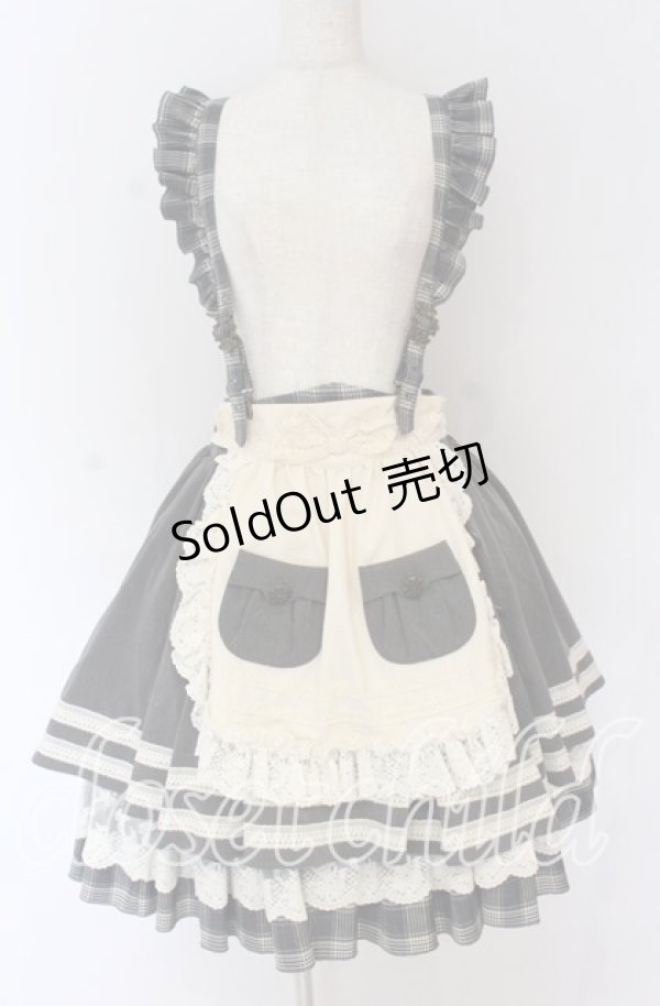 画像1: Hoshibako Works / ベアーズベーカリー エプロン&サスペンダー付きスカート(ショート丈）  グレー O-25-10-29-118-LO-SK-OW-OS (1)