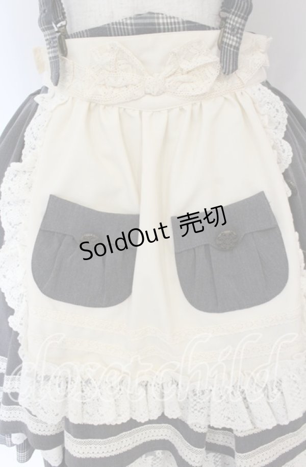 画像2: Hoshibako Works / ベアーズベーカリー エプロン&サスペンダー付きスカート(ショート丈）  グレー O-25-10-29-118-LO-SK-OW-OS (2)