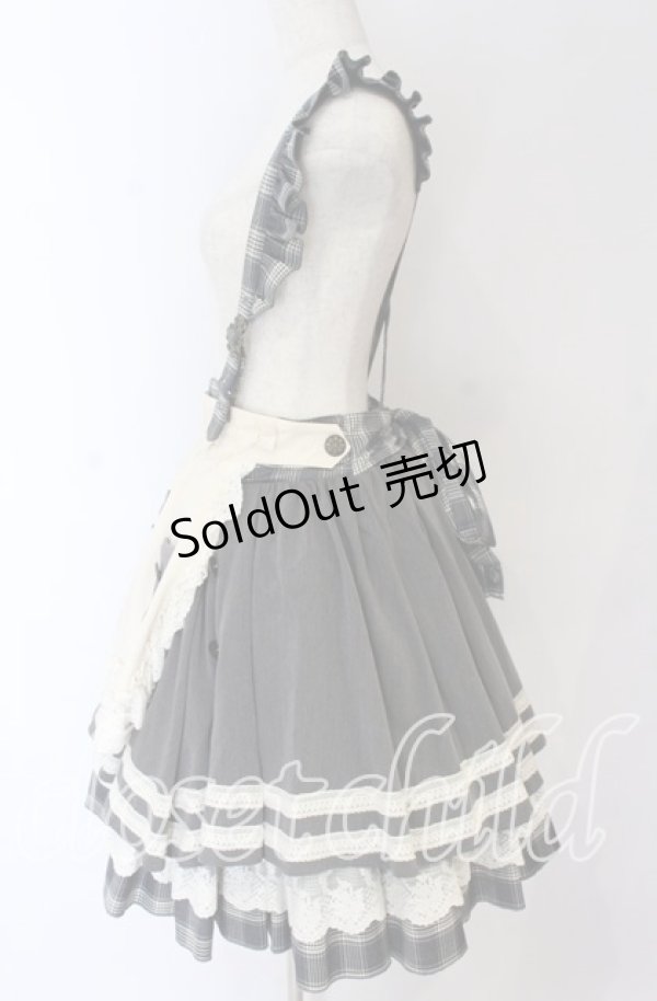 画像3: Hoshibako Works / ベアーズベーカリー エプロン&サスペンダー付きスカート(ショート丈）  グレー O-25-10-29-118-LO-SK-OW-OS (3)