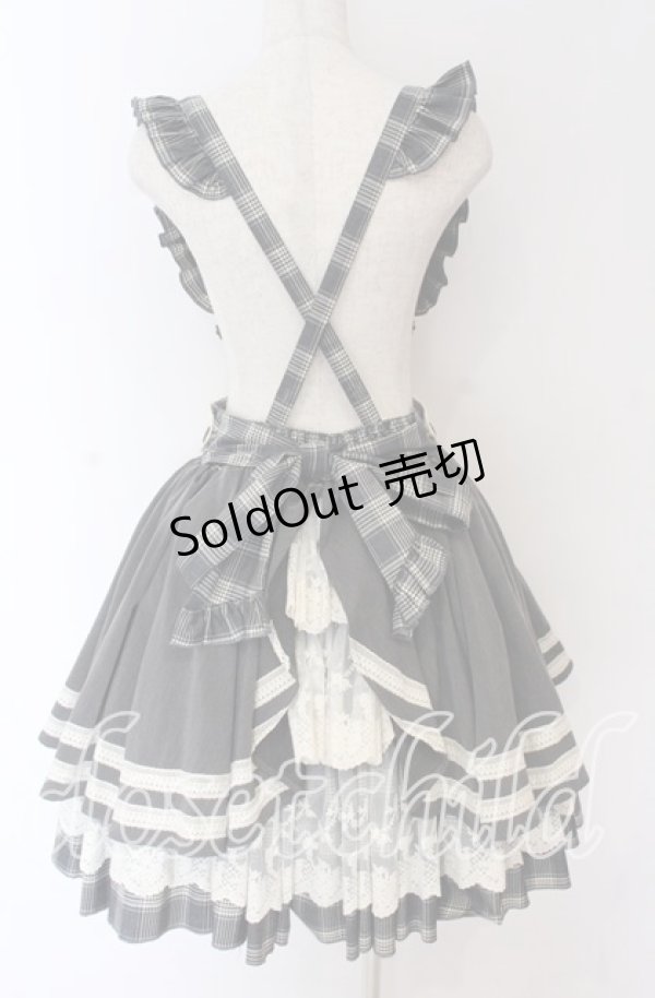 画像4: Hoshibako Works / ベアーズベーカリー エプロン&サスペンダー付きスカート(ショート丈）  グレー O-25-10-29-118-LO-SK-OW-OS (4)