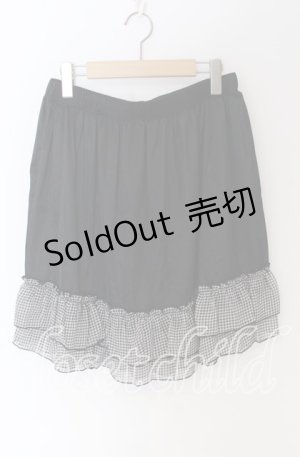 画像: MARBLE / チェックフリルペチスカート M〜3L ブラック O-25-10-29-119-GO-SK-OW-OS