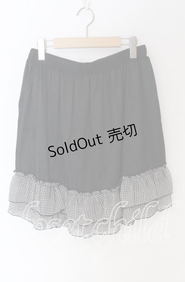 画像1: MARBLE / チェックフリルペチスカート M〜3L ブラック O-25-10-29-119-GO-SK-OW-OS (1)