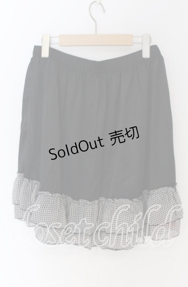 画像2: MARBLE / チェックフリルペチスカート M〜3L ブラック O-25-10-29-119-GO-SK-OW-OS (2)