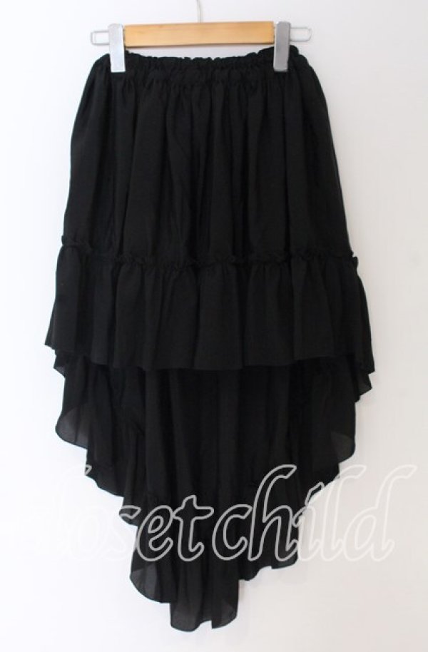 画像1: MARBLE / 前短後長スカート  ブラック O-25-10-29-120-GO-SK-OW-OS (1)