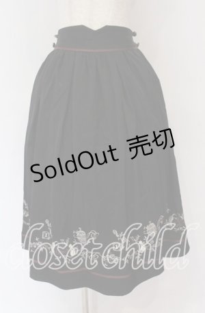 画像: axes femme / リボン付猫刺繍スカート F クロ O-25-10-29-121-AX-SK-OW-OS