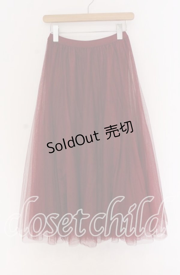 画像1: axes femme / ロングチュールスカート  ワイン O-25-10-29-125-AX-SK-IG-OS (1)