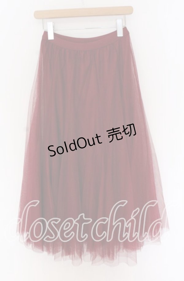 画像2: axes femme / ロングチュールスカート  ワイン O-25-10-29-125-AX-SK-IG-OS (2)