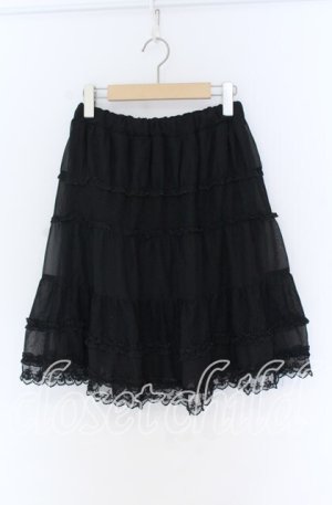 画像: axes femme / ドットチュール切り替えシフォンスカート  クロ O-25-10-29-127-AX-SK-IG-OS